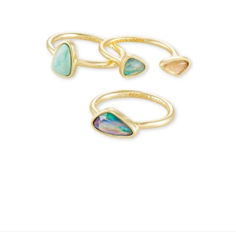 Kendra Scott Ivy Ring Set 3 in Vintage Gld Size 6